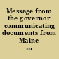 Message from the governor communicating documents from Maine relating to the north eastern boundary